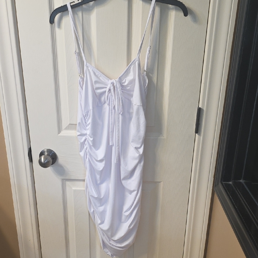 Elegant White Ruched Dress